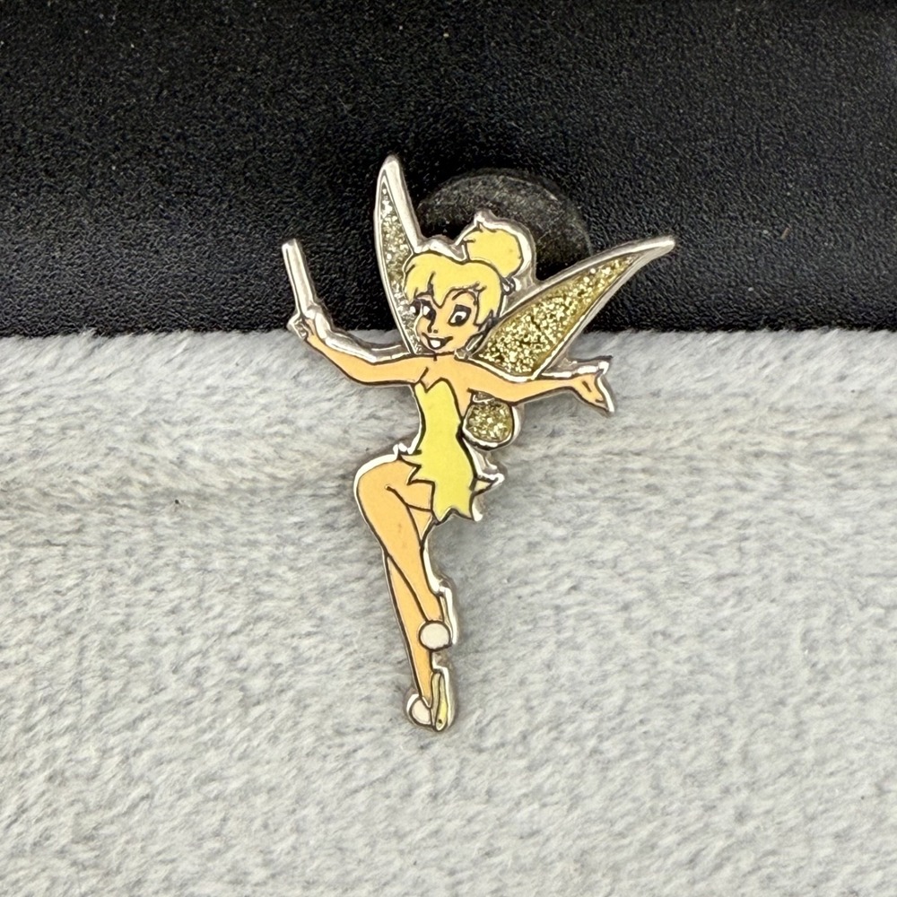 Vintage Disney Pin Tinkerbell Disneyland Resort Exclusive Silver Tone Glitter